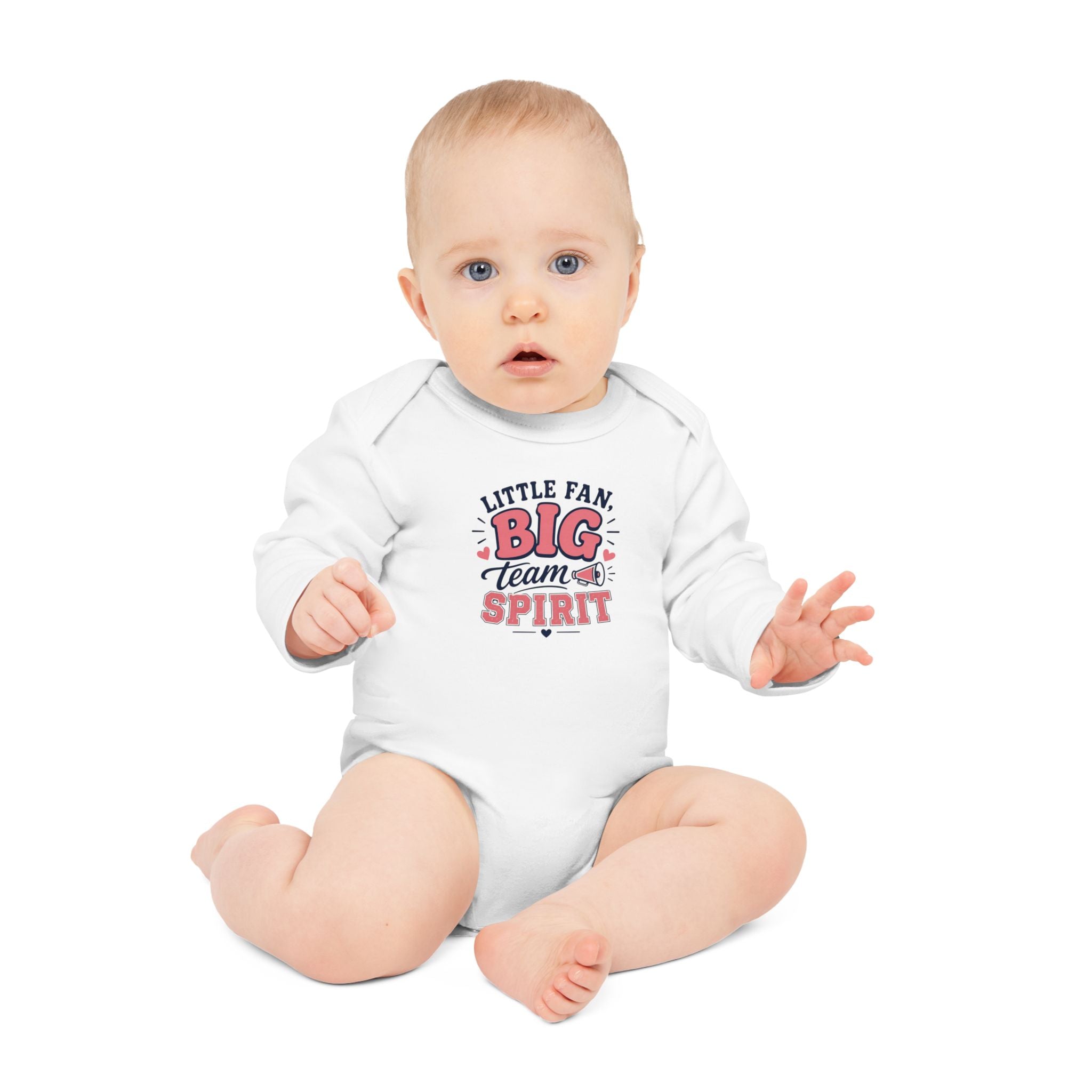 "Little Fan, Big Team Spirit" Long-Sleeve Organic Infant Onesie