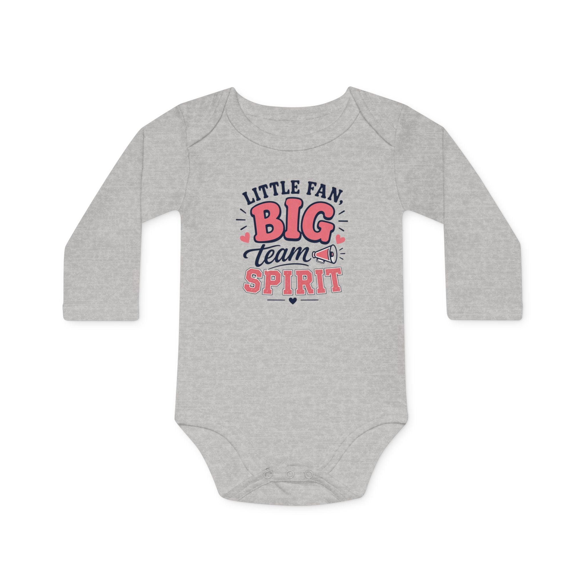 "Little Fan, Big Team Spirit" Long-Sleeve Organic Infant Onesie