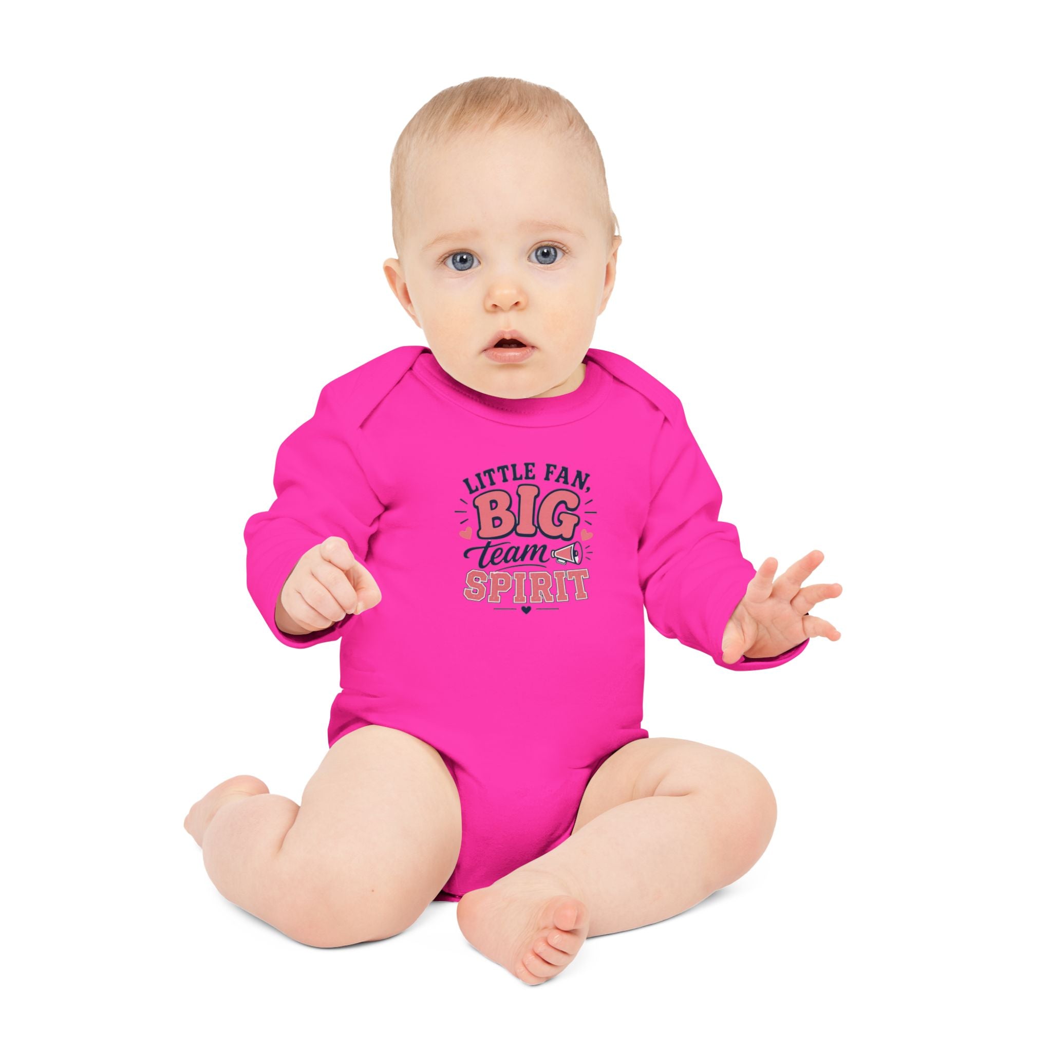 "Little Fan, Big Team Spirit" Long-Sleeve Organic Infant Onesie