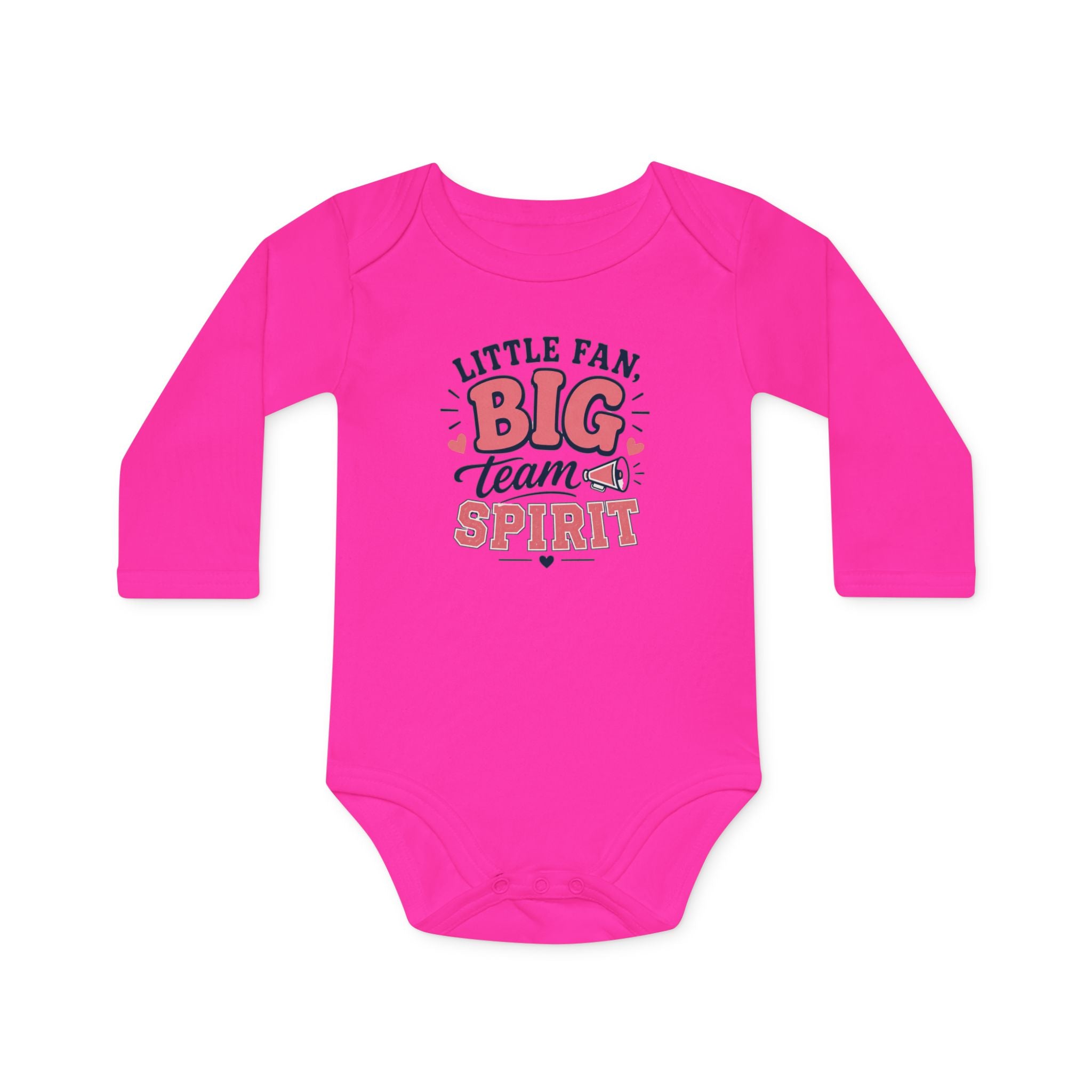 "Little Fan, Big Team Spirit" Long-Sleeve Organic Infant Onesie