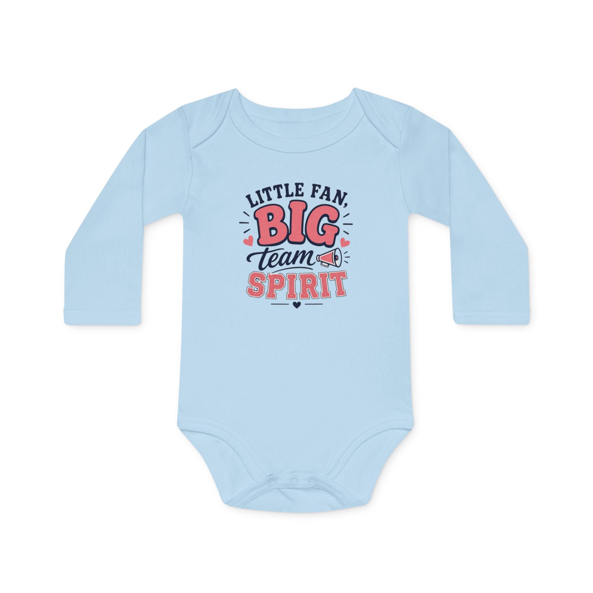 "Little Fan, Big Team Spirit" Long-Sleeve Organic Infant Onesie