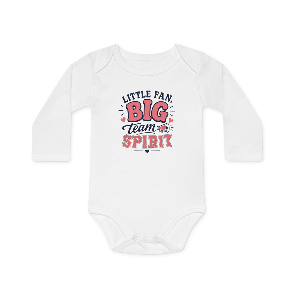 "Little Fan, Big Team Spirit" Long-Sleeve Organic Infant Onesie