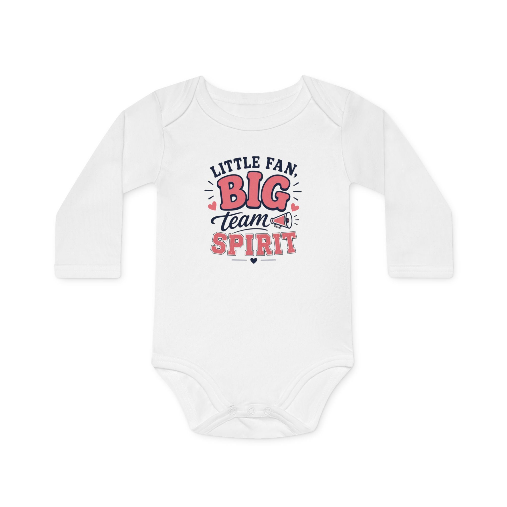 "Little Fan, Big Team Spirit" Long-Sleeve Organic Infant Onesie