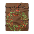 Joyful Holiday Sherpa Blanket - Christmas Wreath Cozy Throw