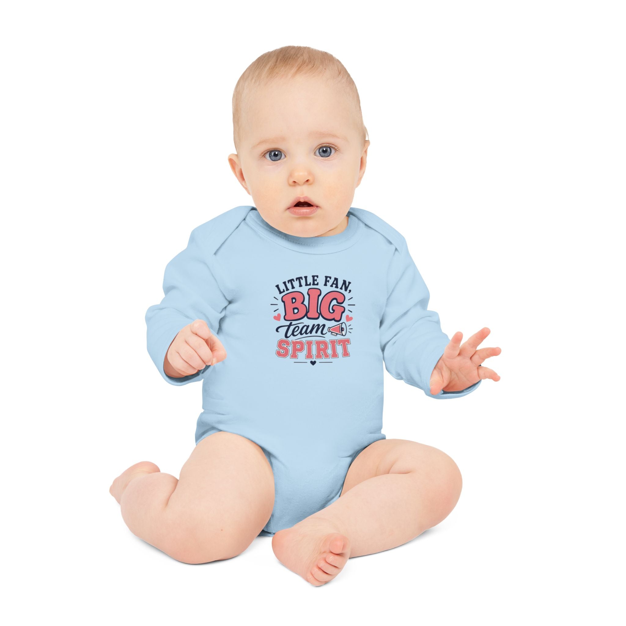 "Little Fan, Big Team Spirit" Long-Sleeve Organic Infant Onesie