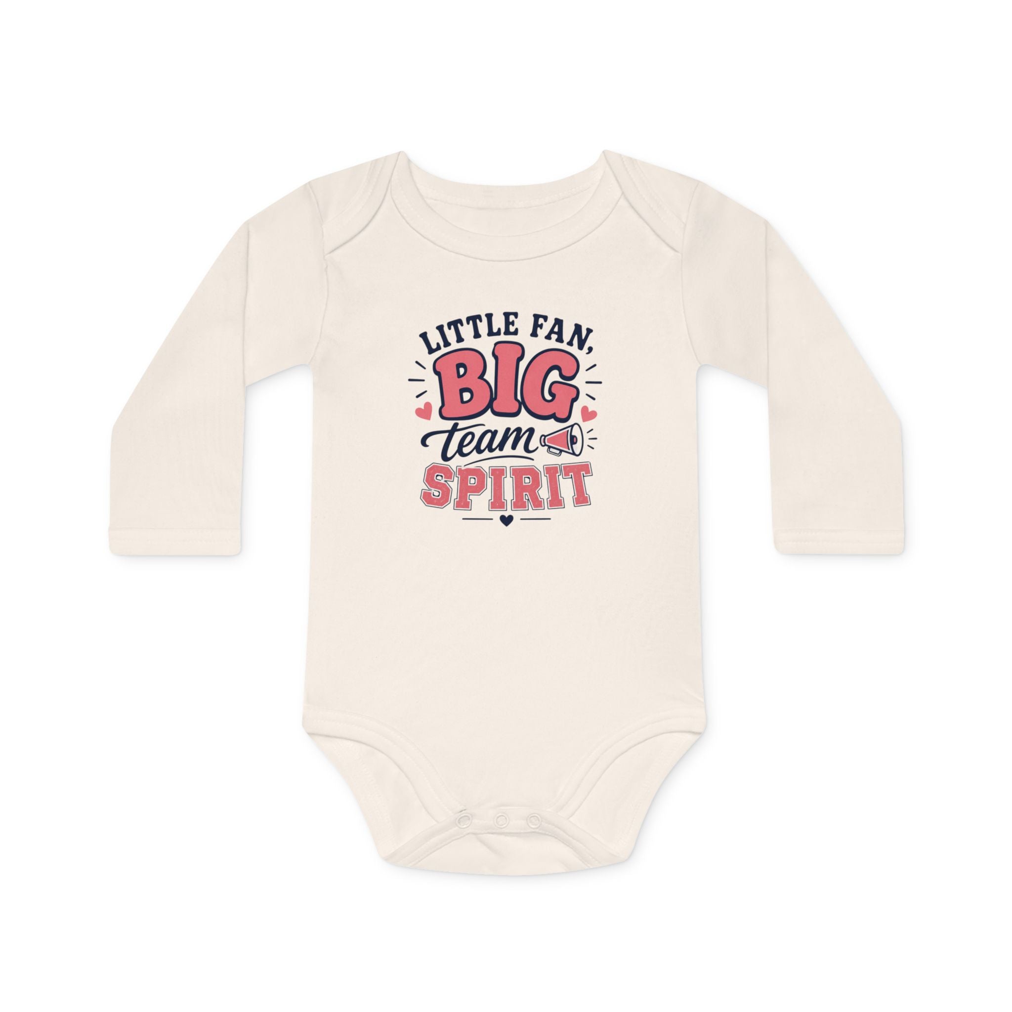 "Little Fan, Big Team Spirit" Long-Sleeve Organic Infant Onesie