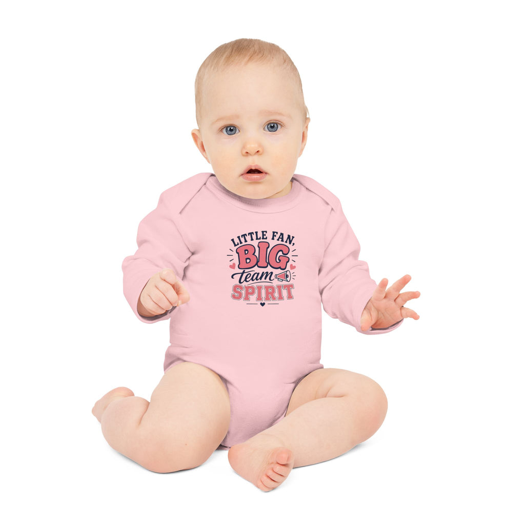 "Little Fan, Big Team Spirit" Long-Sleeve Organic Infant Onesie