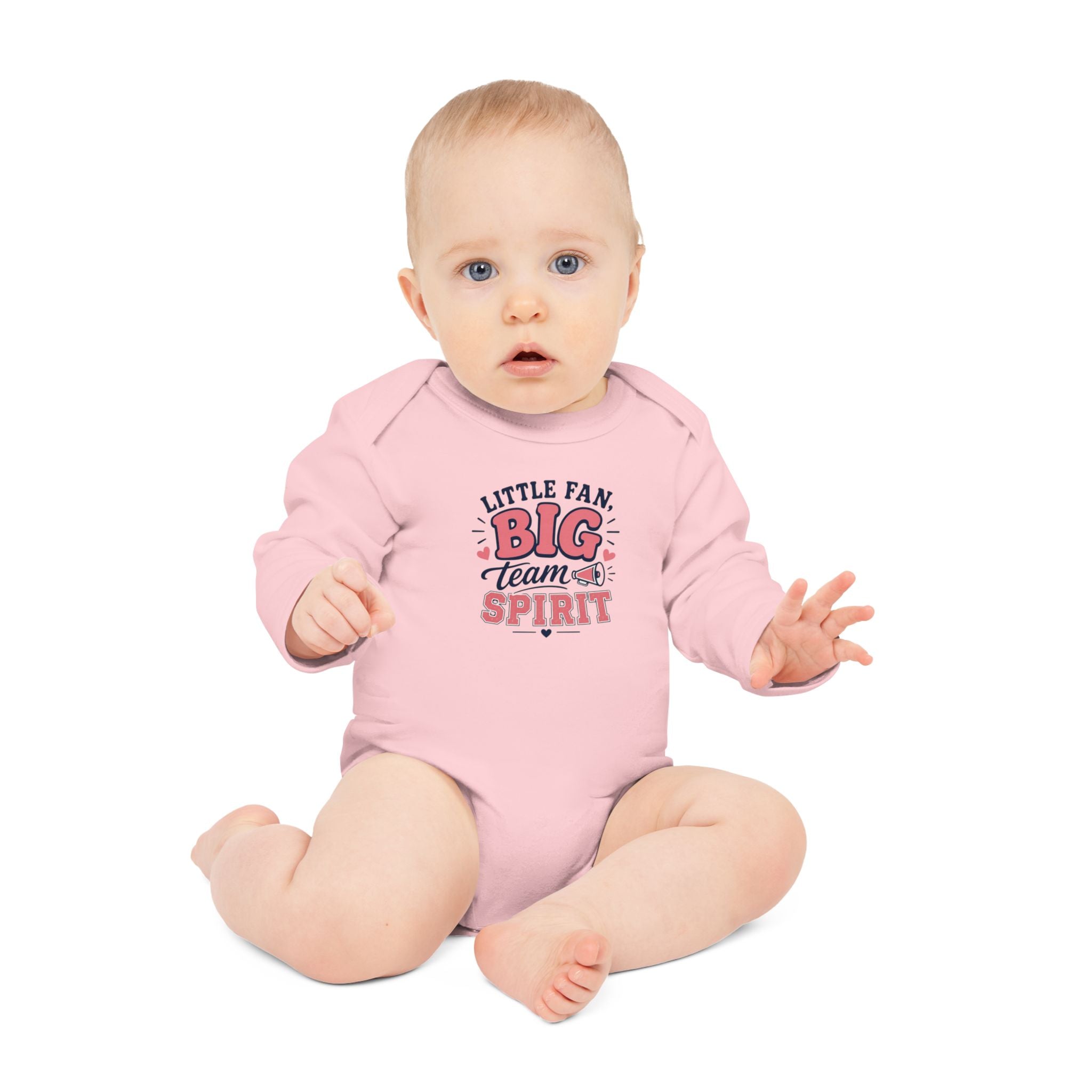 "Little Fan, Big Team Spirit" Long-Sleeve Organic Infant Onesie