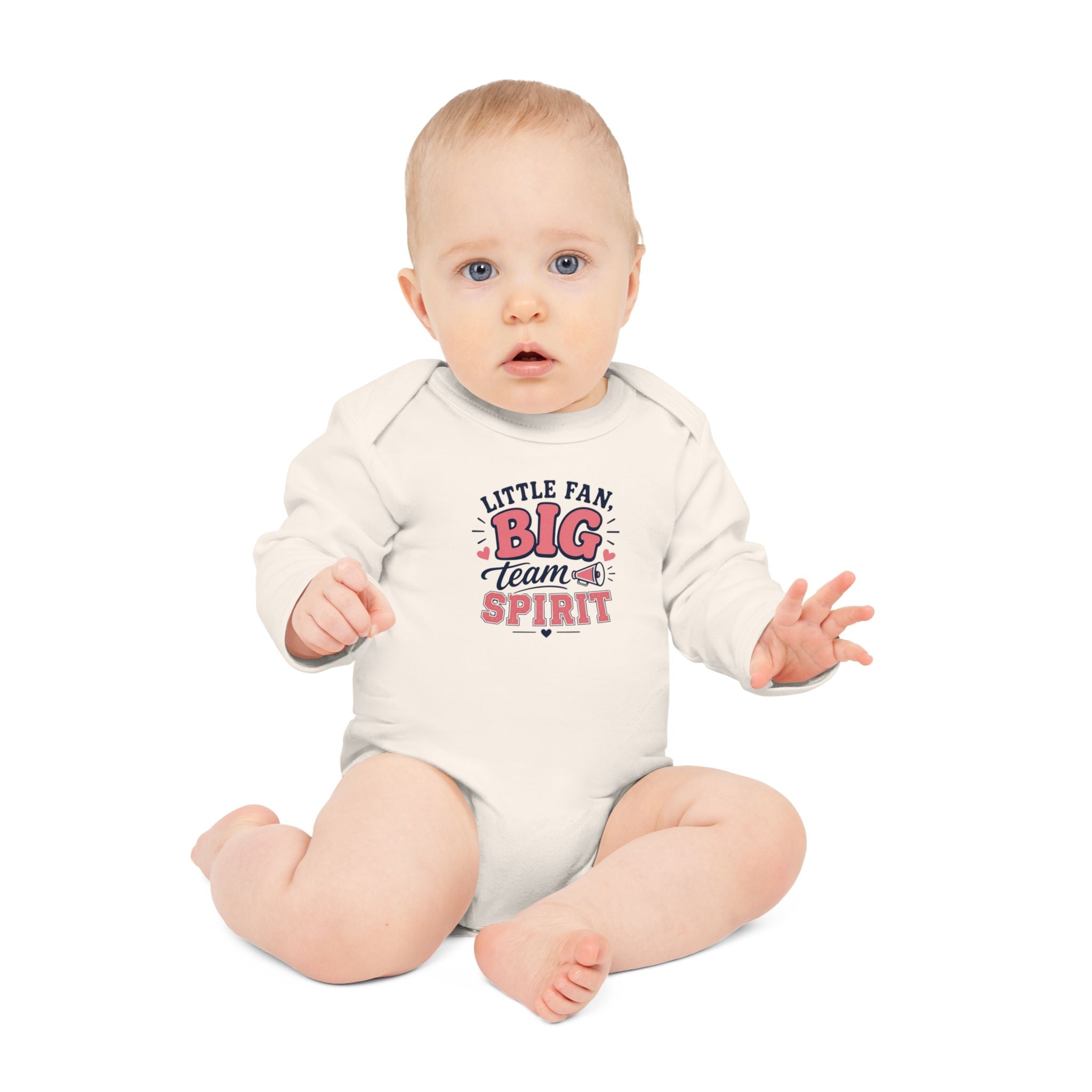 "Little Fan, Big Team Spirit" Long-Sleeve Organic Infant Onesie