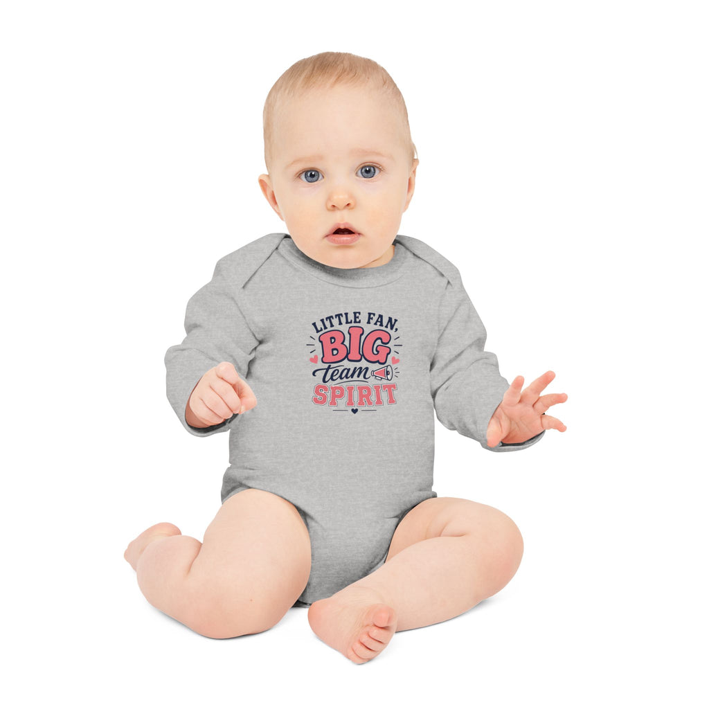 "Little Fan, Big Team Spirit" Long-Sleeve Organic Infant Onesie