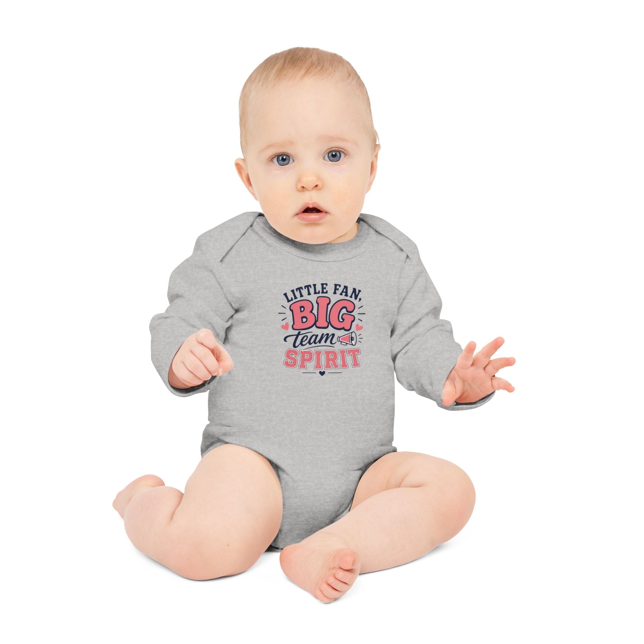 "Little Fan, Big Team Spirit" Long-Sleeve Organic Infant Onesie