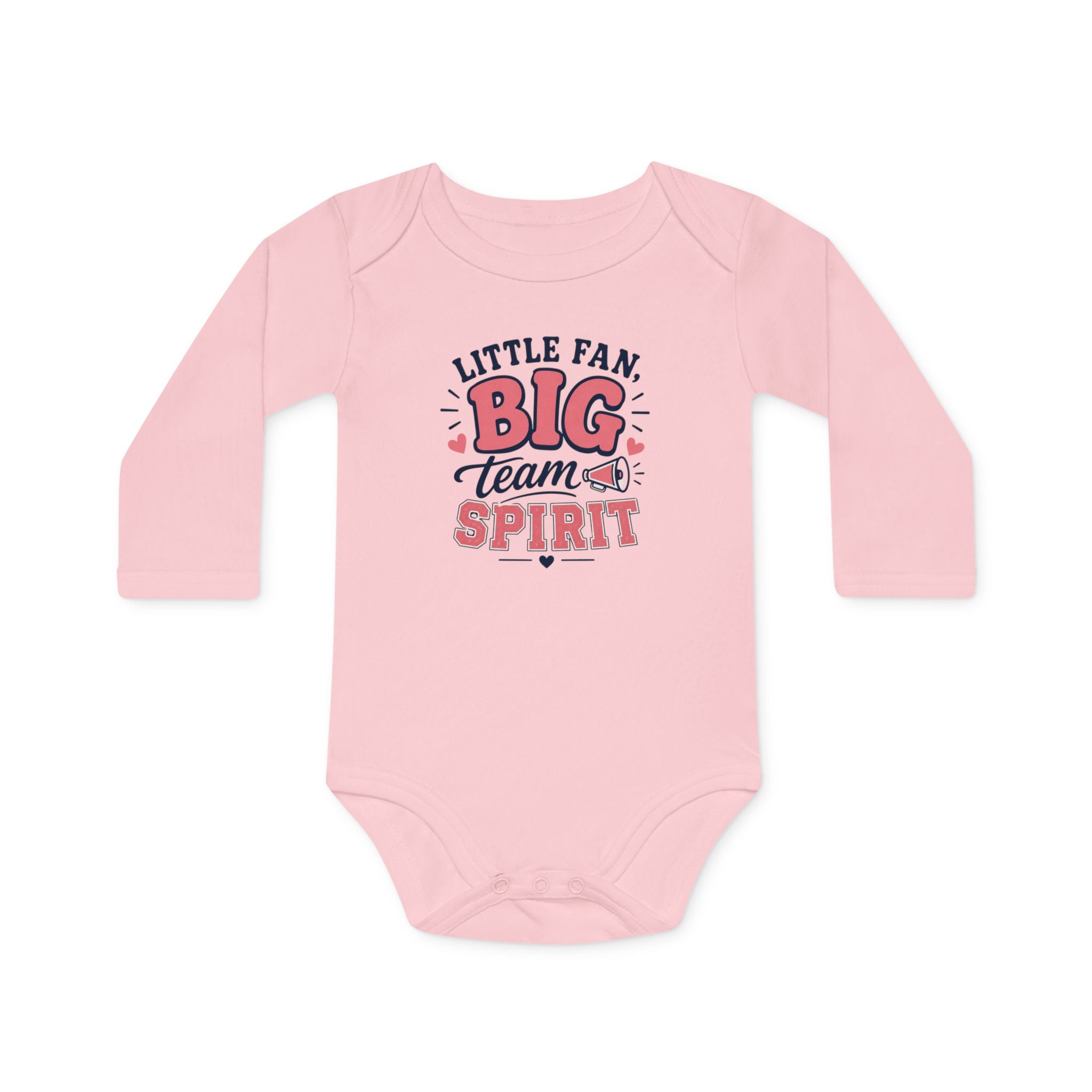 "Little Fan, Big Team Spirit" Long-Sleeve Organic Infant Onesie