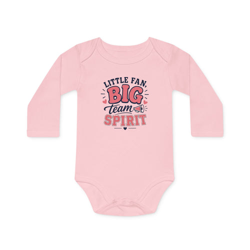 "Little Fan, Big Team Spirit" Long-Sleeve Organic Infant Onesie